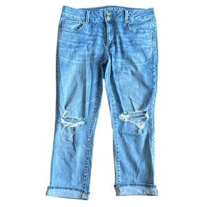 American Eagle Outfitters Blue Cropped Jeans Distressed Ankle